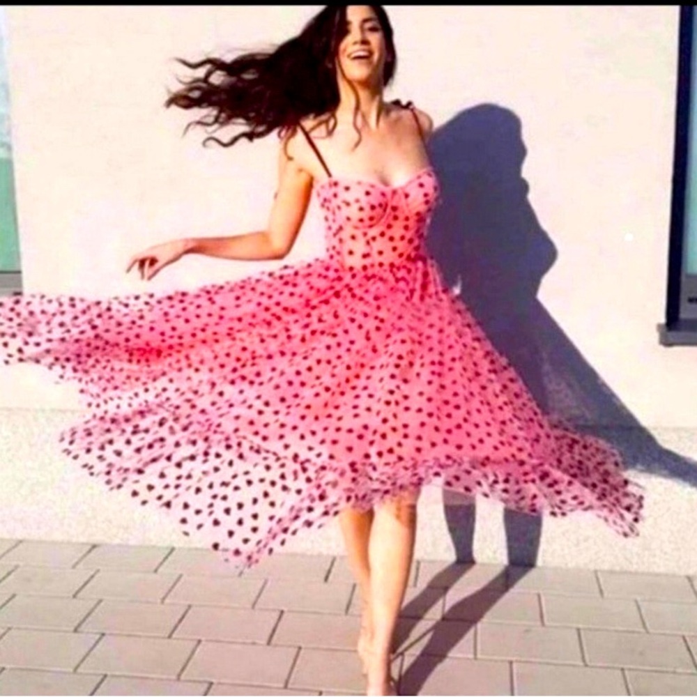 Betsey Johnson Pink Heart Midi Dress
